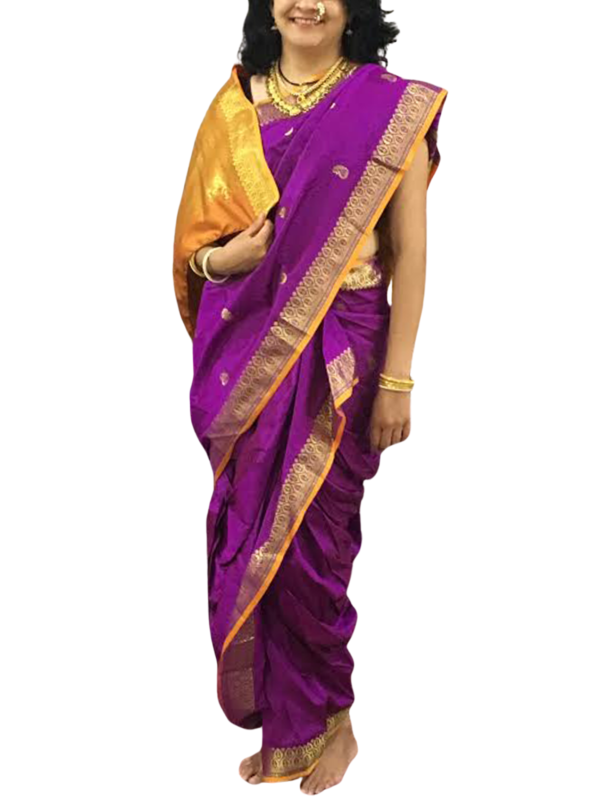 Stitched Nauvari saree in Peshwai style - Magenta